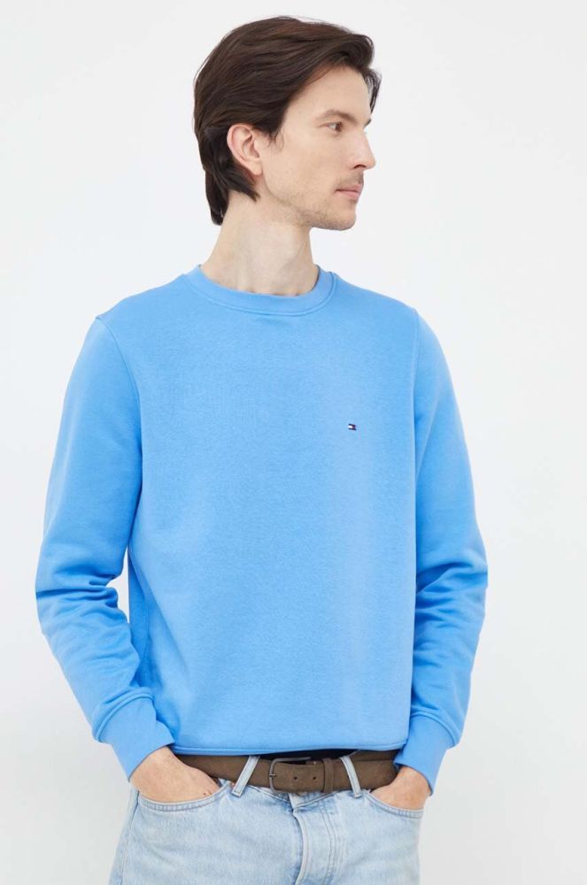 Кофта Tommy Hilfiger чоловіча  однотонна колір блакитний (3681694)