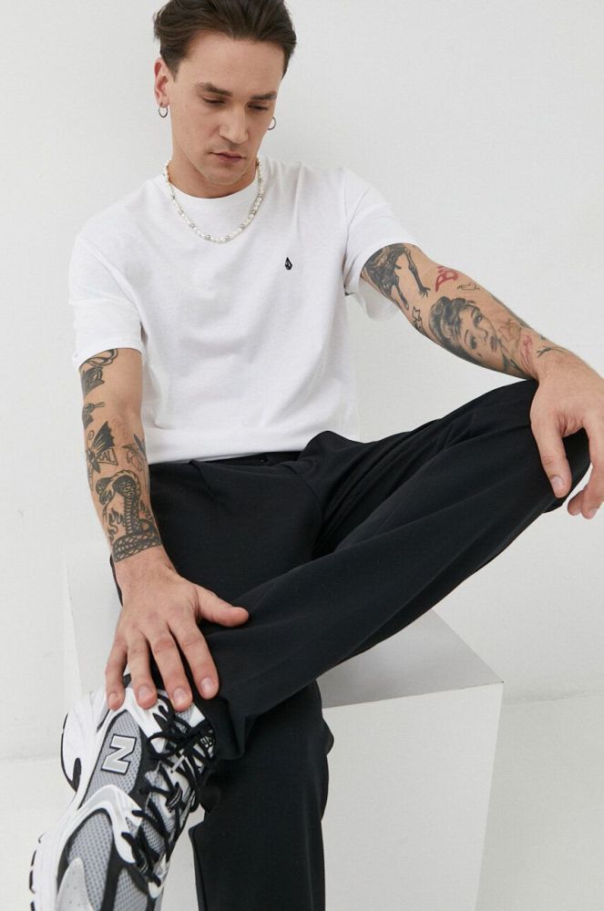 Бавовняна футболка Volcom колір білий однотонний
